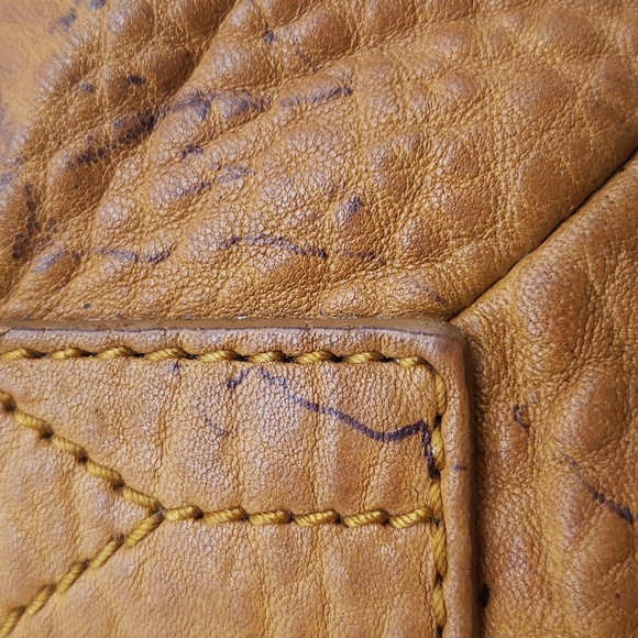 YVES SAINT LAURENT LEATHER BAG SIZE 18X12 COLOR ORANGE BROWN 🍊 100% AUTHENTIC - Picture 8 of 13